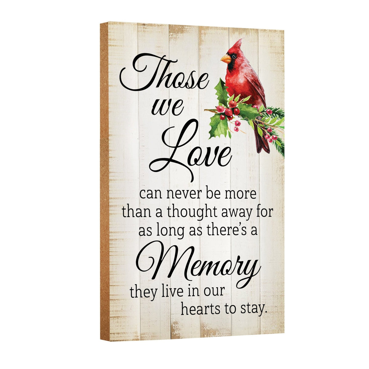 A wooden memorial wall plaque with a cardinal design - Lifesong Milestones Cardinal Memorial Wooden Wall Plaque for Home Decorations.