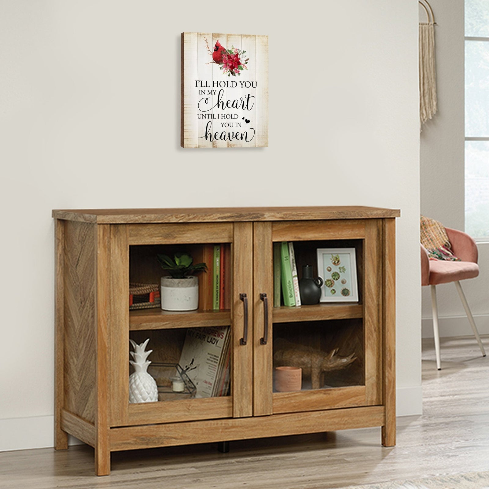 A comforting wooden memorial wall plaque