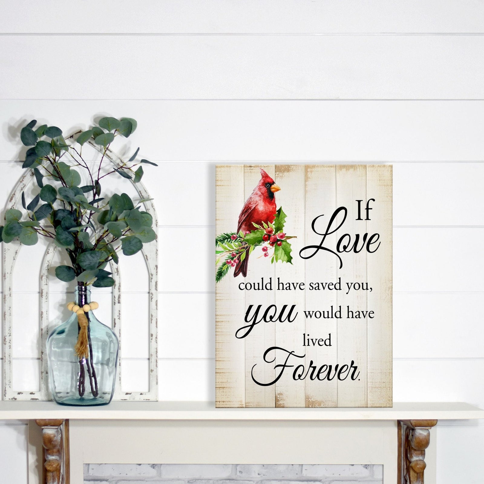 Wooden memorial decor to commemorate a loved one.