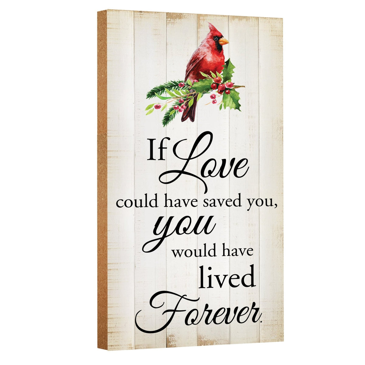A wooden memorial wall plaque with a cardinal design - Lifesong Milestones Cardinal Memorial Wooden Wall Plaque for Home Decorations.