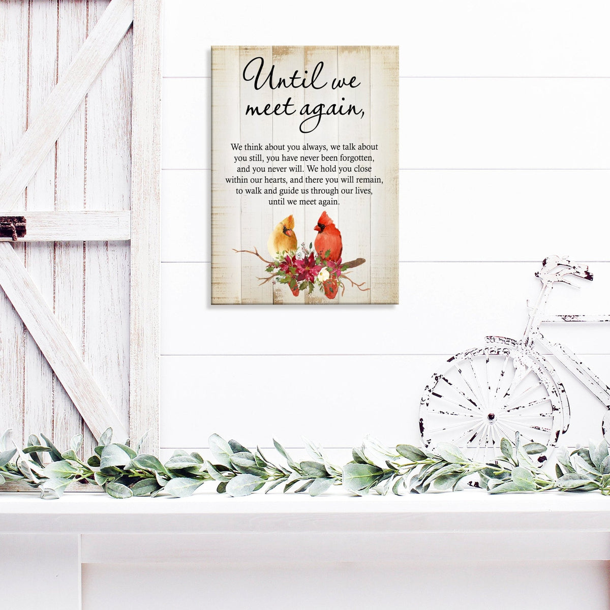 A wooden memorial wall plaque with a cardinal design - Lifesong Milestones Cardinal Memorial Wooden Wall Plaque for Home Decorations.