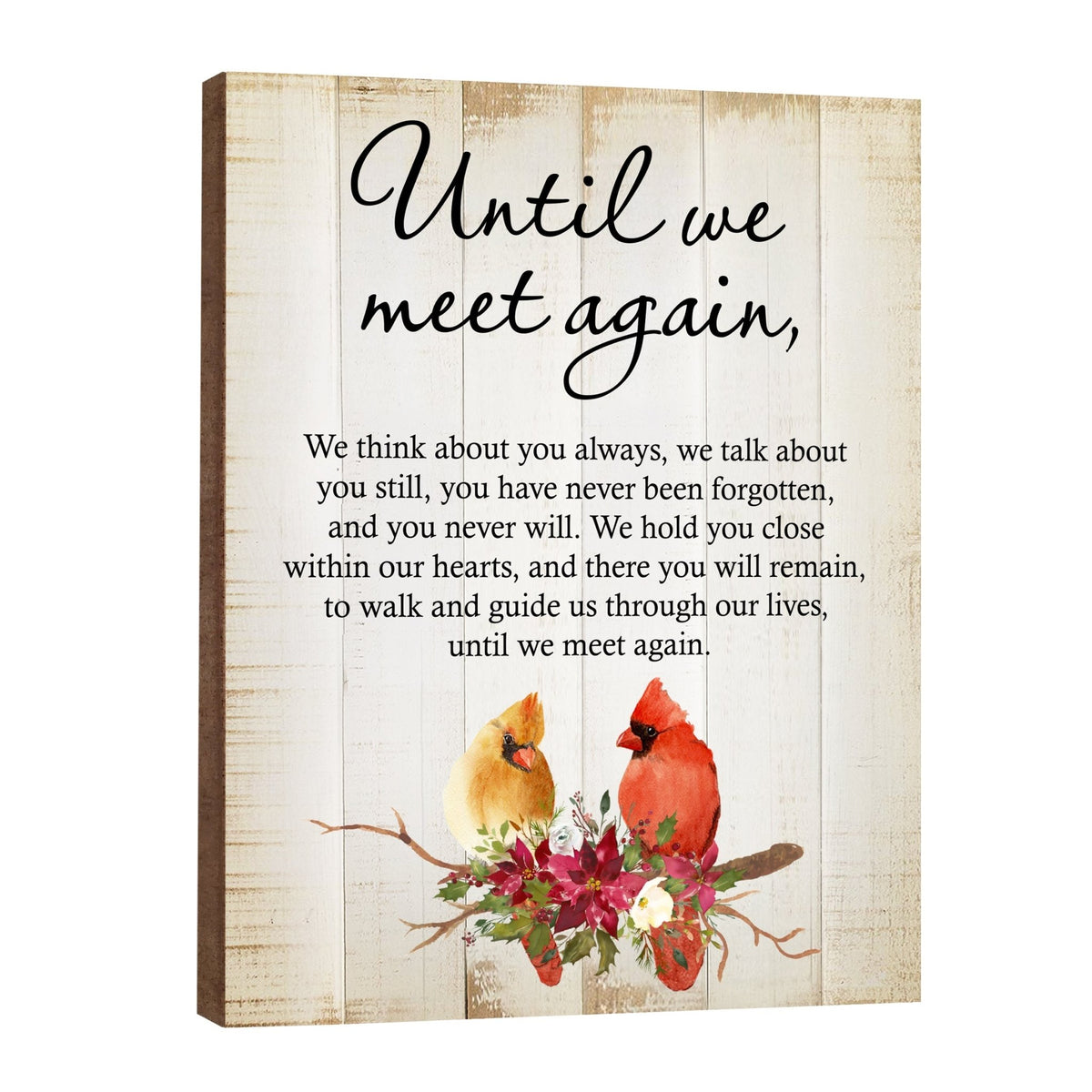 Wooden memorial decor to commemorate a loved one.