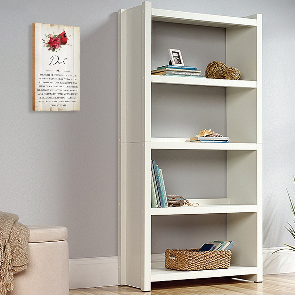 Wooden memorial decor to commemorate a loved one.