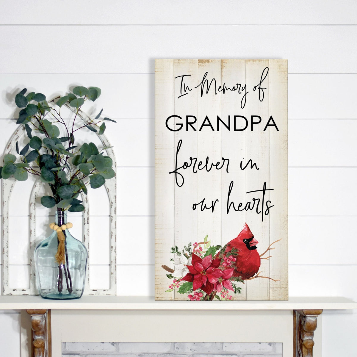 Wooden memorial decor to commemorate a loved one.