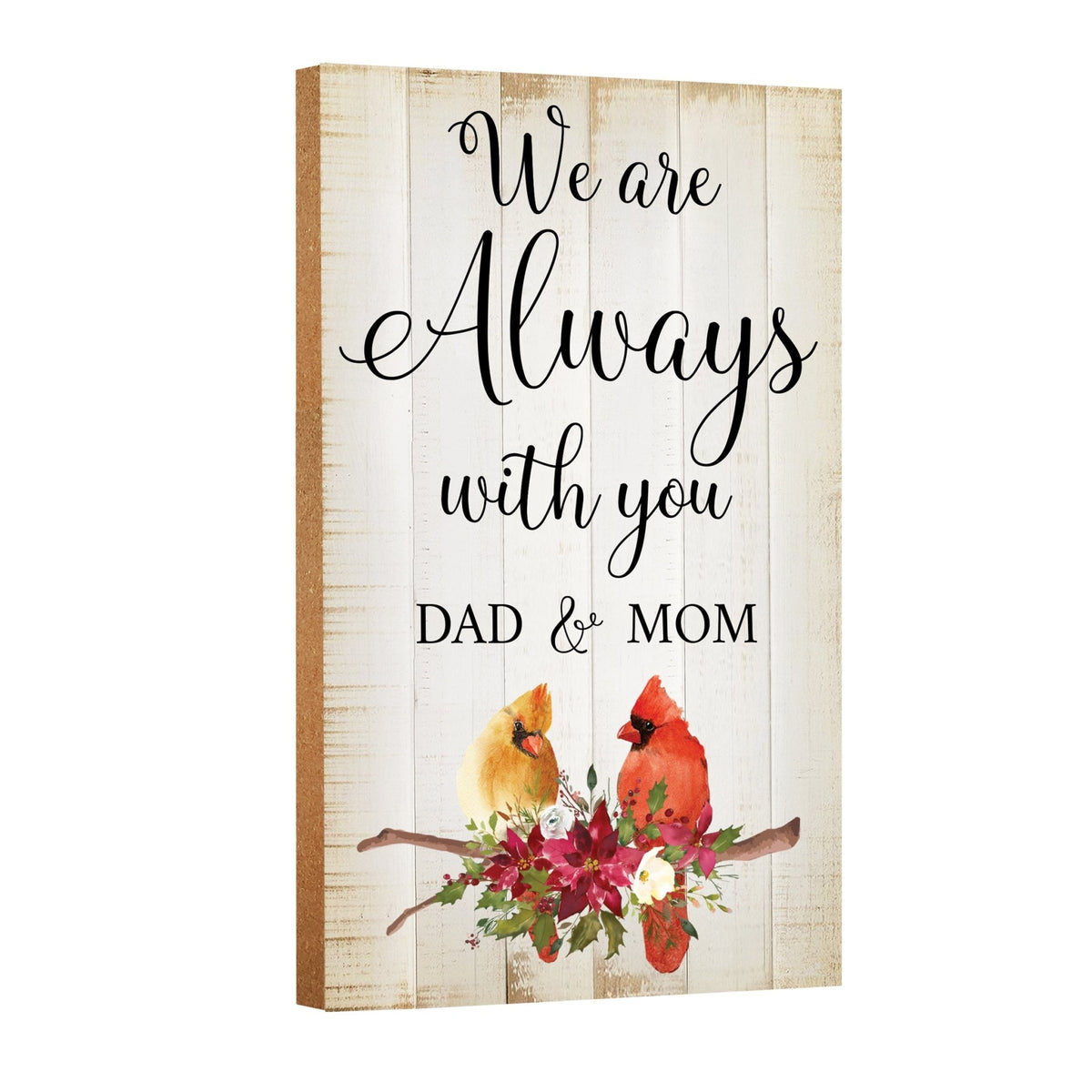 A wooden memorial wall plaque with a cardinal design - Lifesong Milestones Cardinal Memorial Wooden Wall Plaque for Home Decorations.