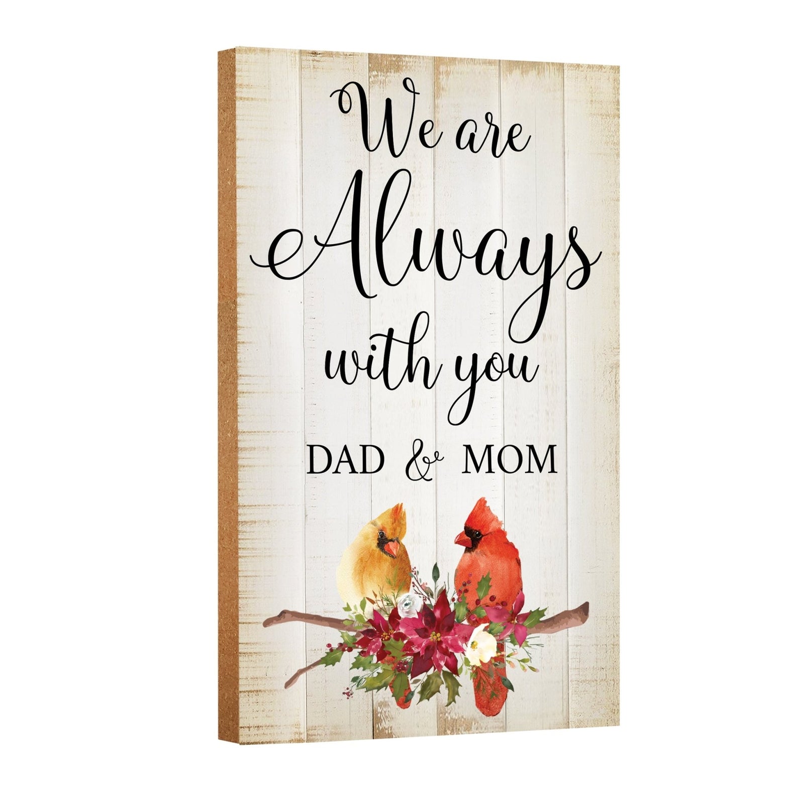 A wooden memorial wall plaque with a cardinal design - Lifesong Milestones Cardinal Memorial Wooden Wall Plaque for Home Decorations.