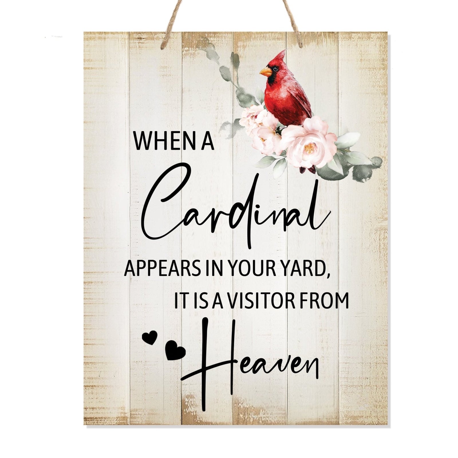 A wooden memorial ribbon sign featuring a cardinal ribbon, perfect for memorial decorations and loved one memorial gifts.