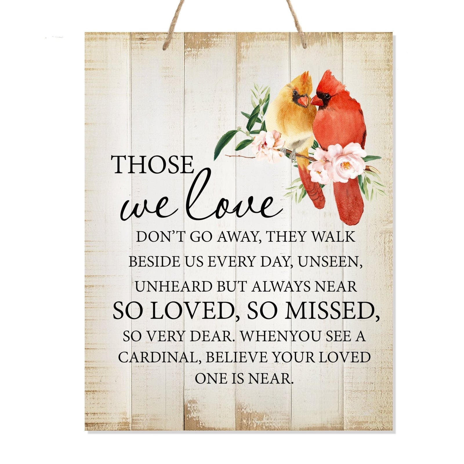 A wooden memorial ribbon sign featuring a cardinal ribbon, perfect for memorial decorations and loved one memorial gifts.