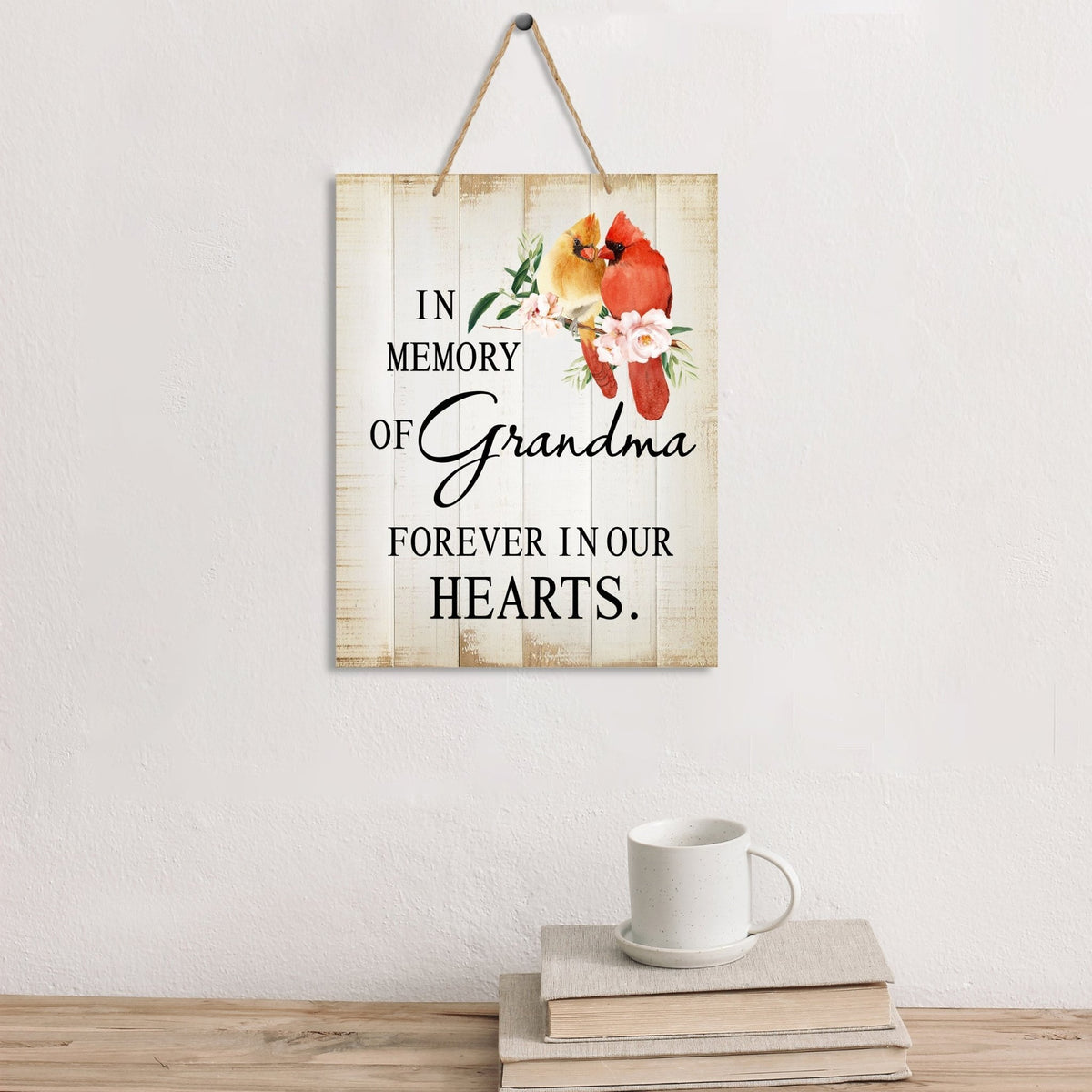 Wooden hanging memorial wall sign, a comforting reminder of the past, and a symbol of eternal love and remembrance.