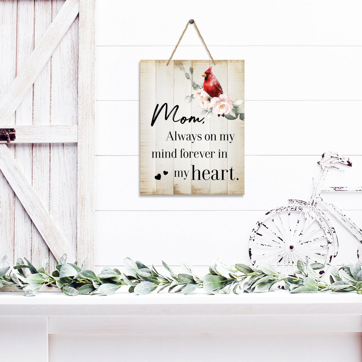 Wooden hanging memorial wall sign, a comforting reminder of the past, and a symbol of eternal love and remembrance.
