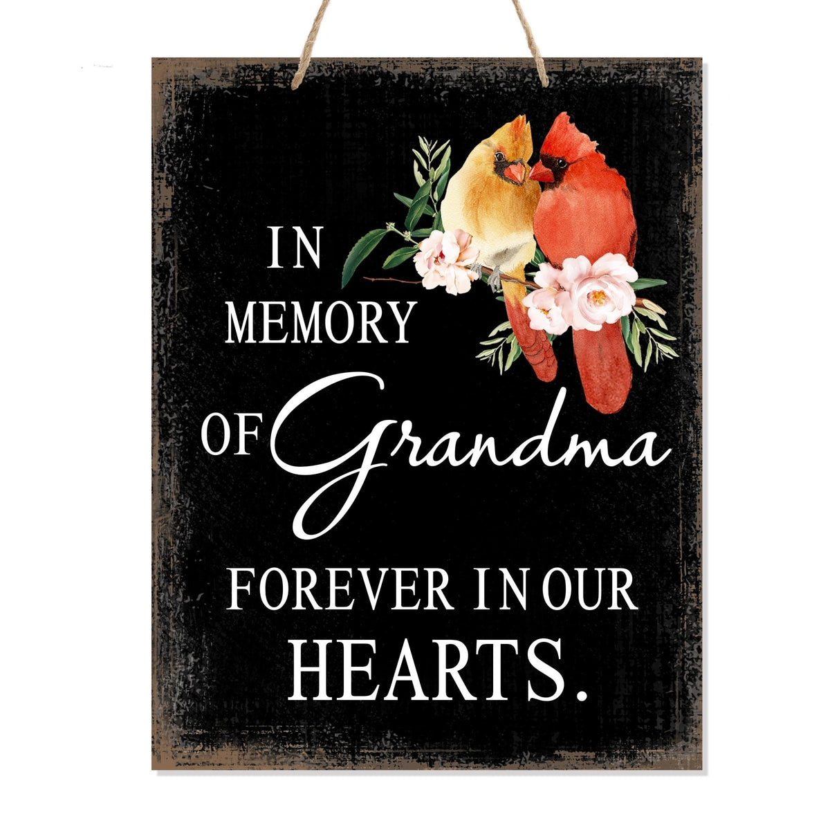 A wooden memorial ribbon sign featuring a cardinal ribbon, perfect for memorial decorations and loved one memorial gifts.