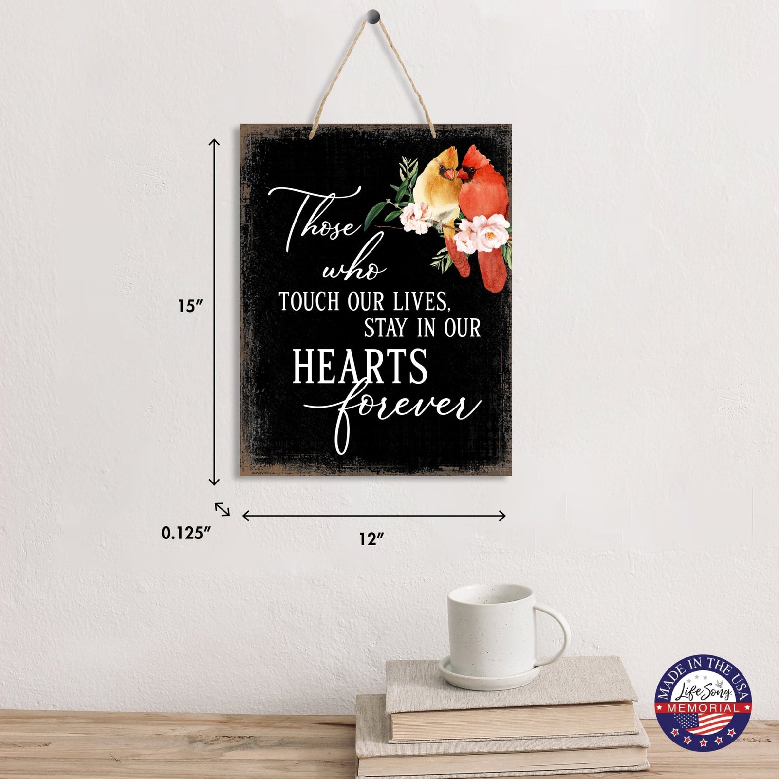 Cardinal Wooden Hanging Memorial Rope Wall Signs Sympathy Gifts - LifeSong Milestones
