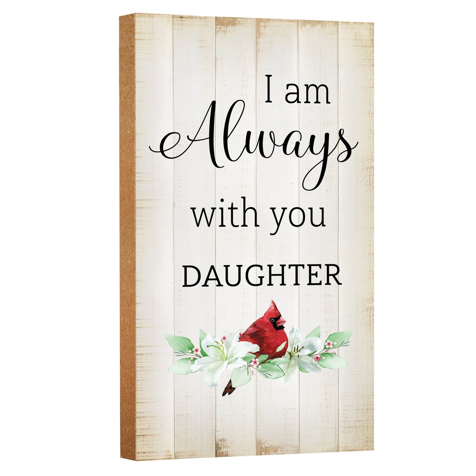 An elegant wooden memorial wall plaque adorned with a cardinal, designed to honor and cherish the memory of your loved one.