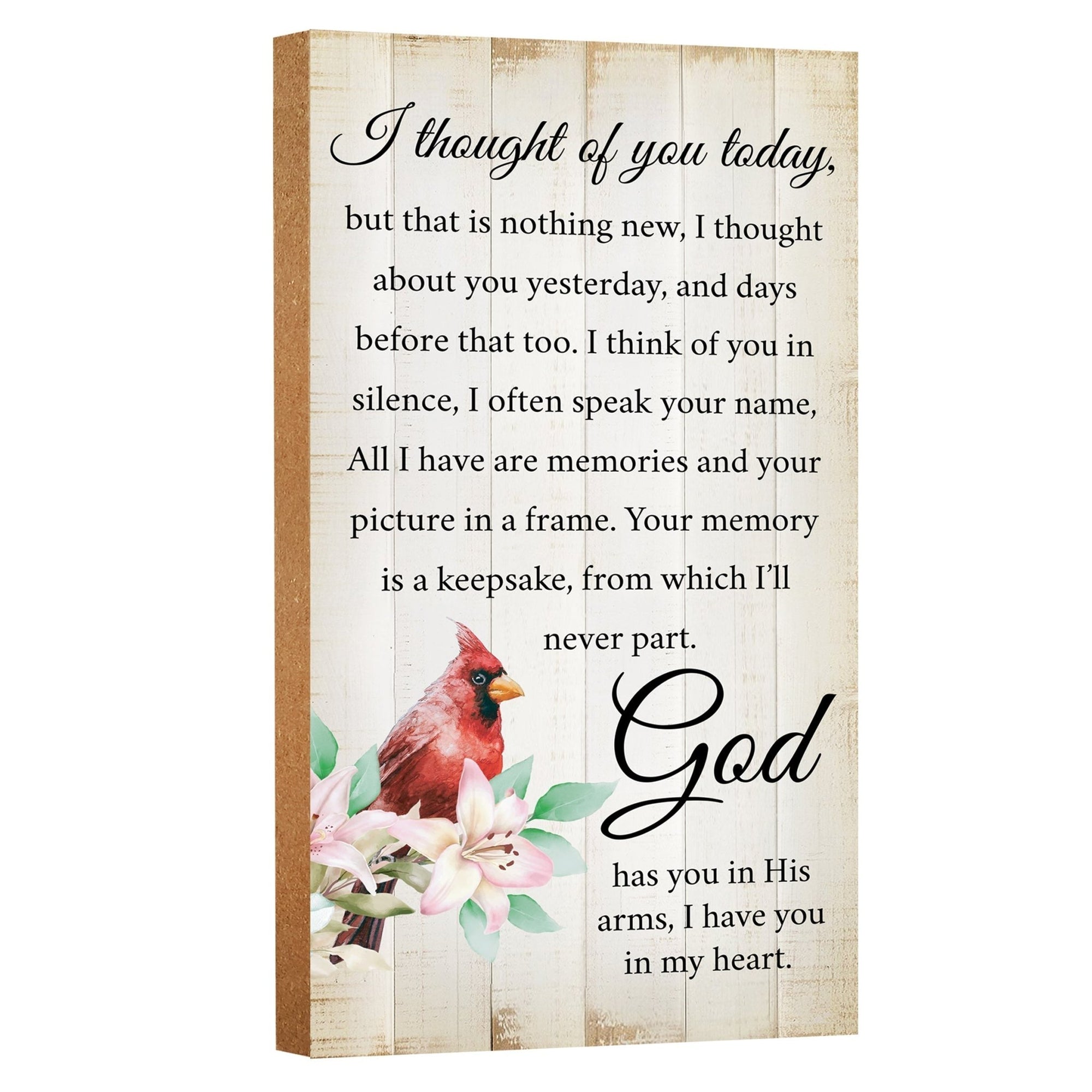 Cardinal Wooden Memorial Wall Plaque for Home Decor - I Thought of You - LifeSong Milestones