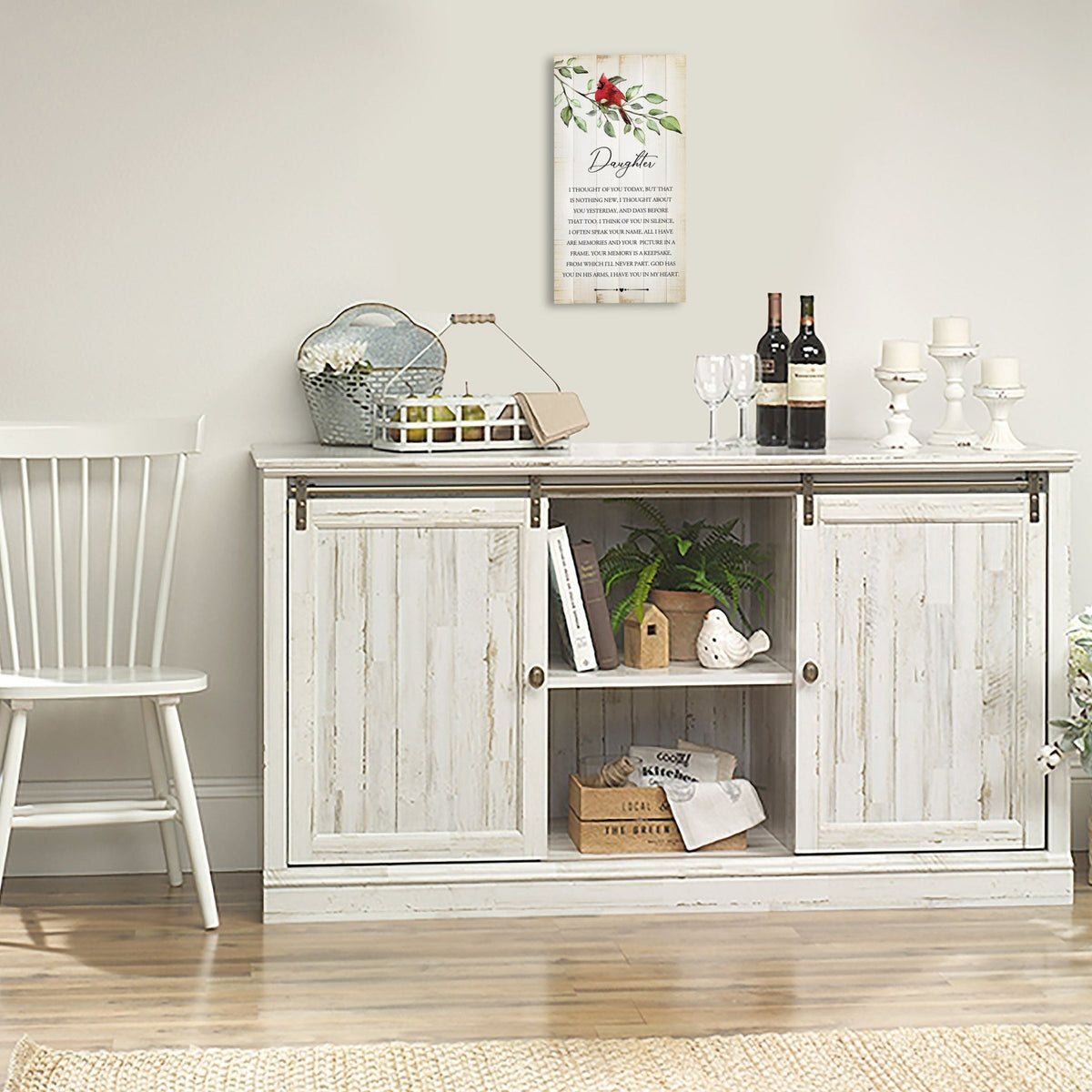 A wooden memorial wall plaque with a heartfelt design.