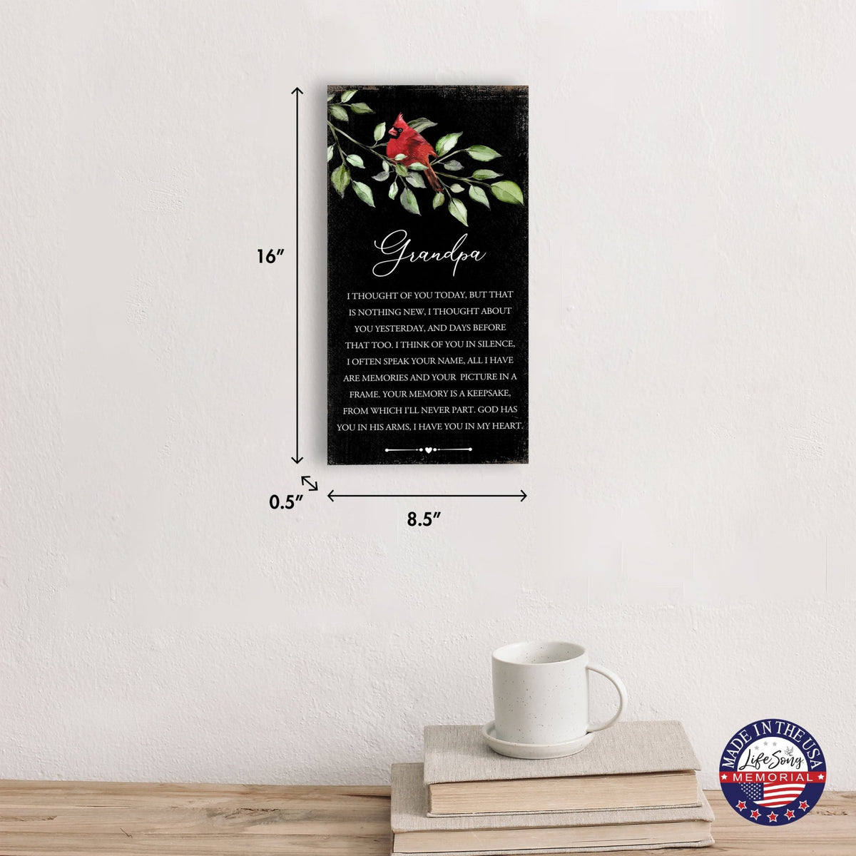 Cardinal Wooden Memorial Wall Plaque for Home Decor - I Thought Of You - LifeSong Milestones