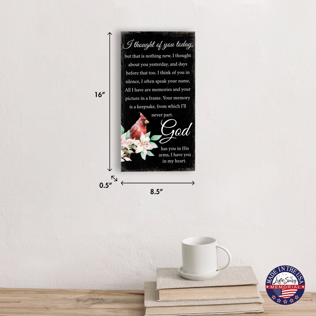 Cardinal Wooden Memorial Wall Plaque for Home Decor - I Thought of You - LifeSong Milestones