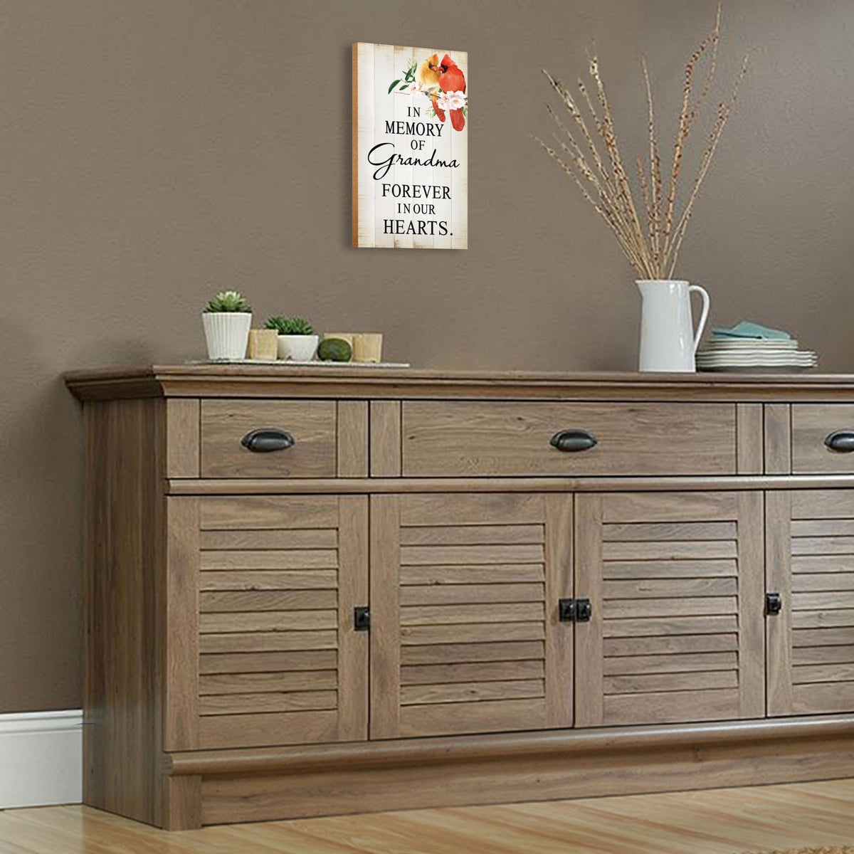 Memorial gifts for the loss of a loved one: A meaningful wooden plaque with a cardinal motif.