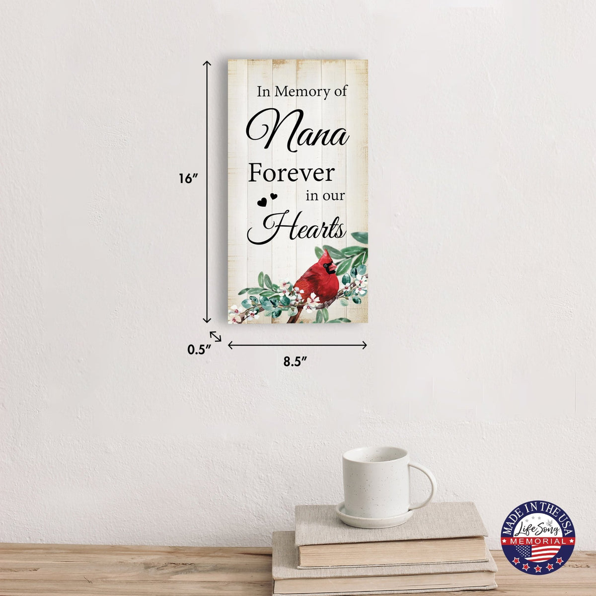 Cardinal Wooden Memorial Wall Plaque for Home Decor - In Memory Of - LifeSong Milestones