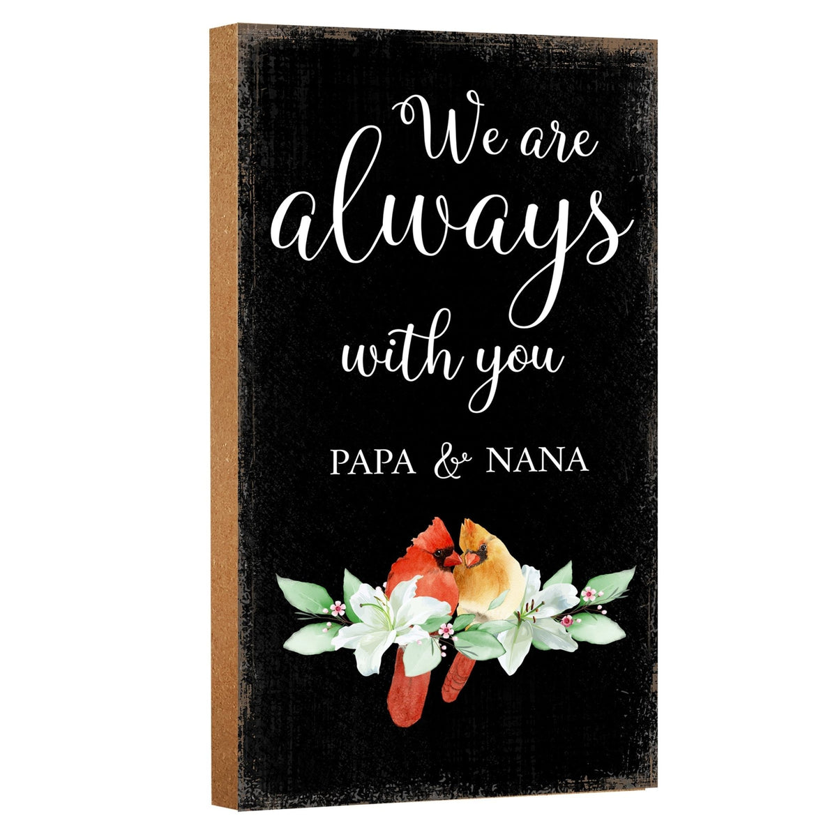 A wooden memorial wall plaque with a heartfelt design.