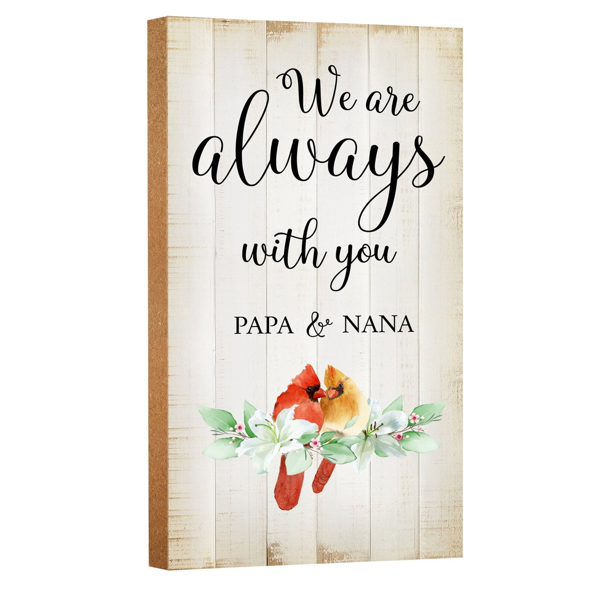 An elegant wooden memorial wall plaque adorned with a cardinal, designed to honor and cherish the memory of your loved one.