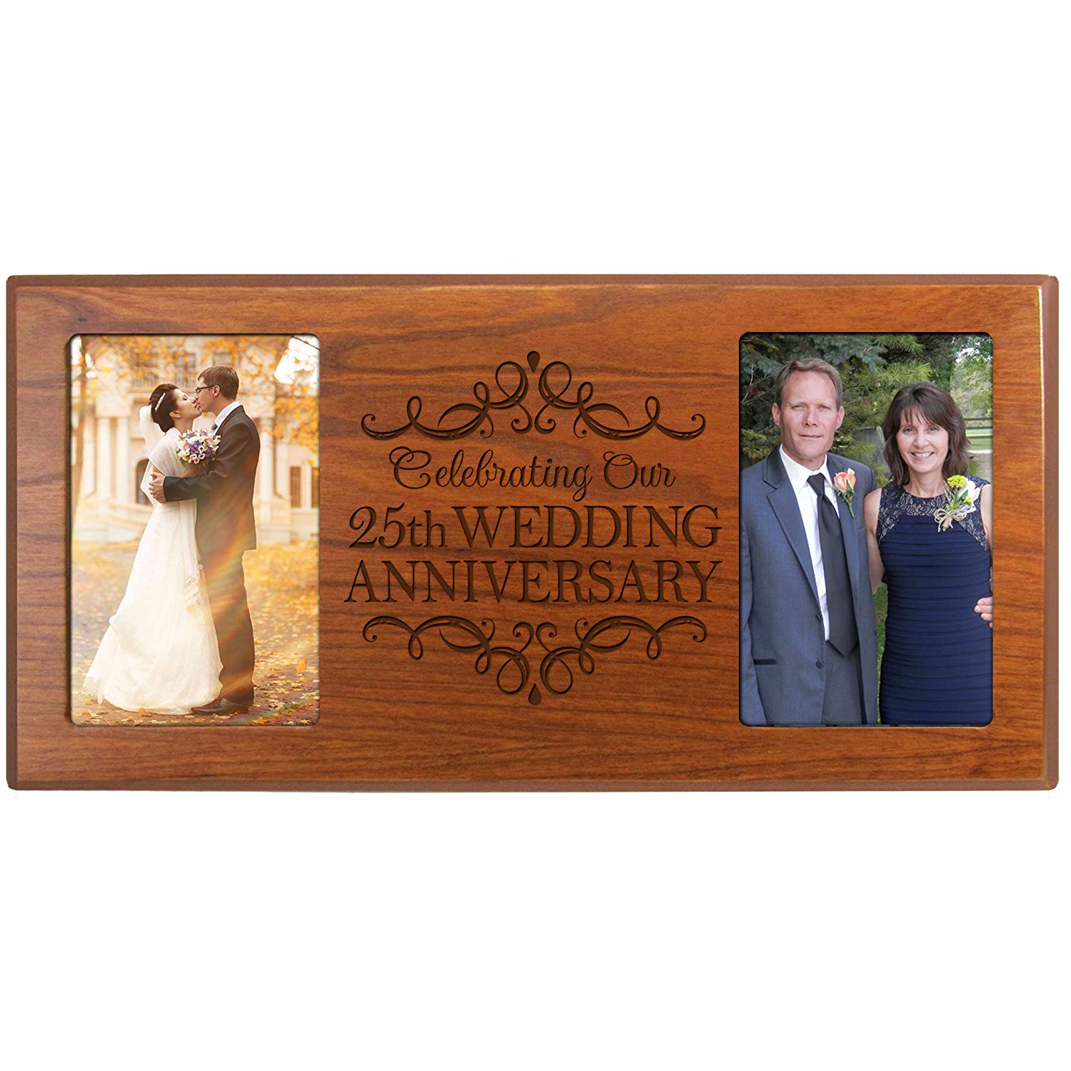 Lifesong Milestones Unique 25th Wedding Anniversary Double Photo Frame Gift Ideas for Couples