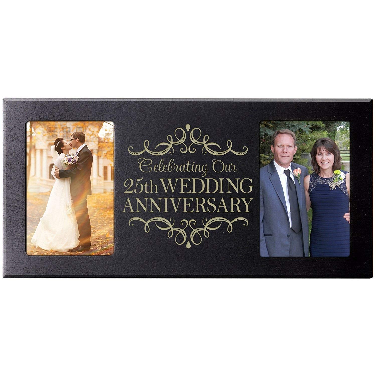Lifesong Milestones Unique 25th Wedding Anniversary Double Photo Frame Gift Ideas for Couples