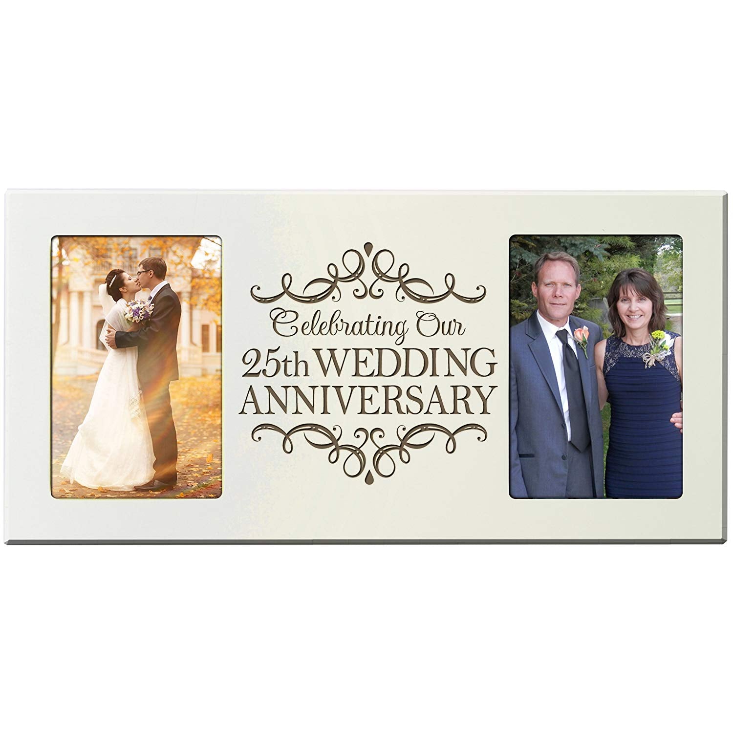 Lifesong Milestones Unique 25th Wedding Anniversary Double Photo Frame Gift Ideas for Couples