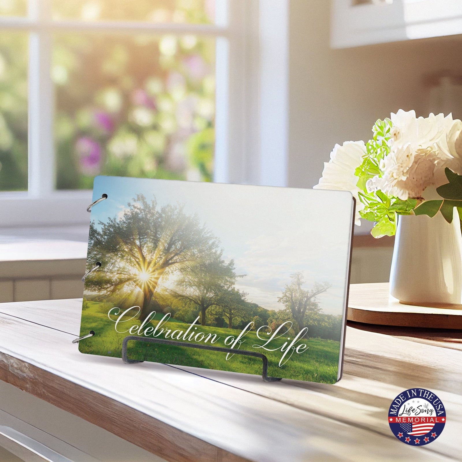 Celebration Of Life Funeral Guest Books For Memorial Services Registry With Wooden Cover - LifeSong Milestones