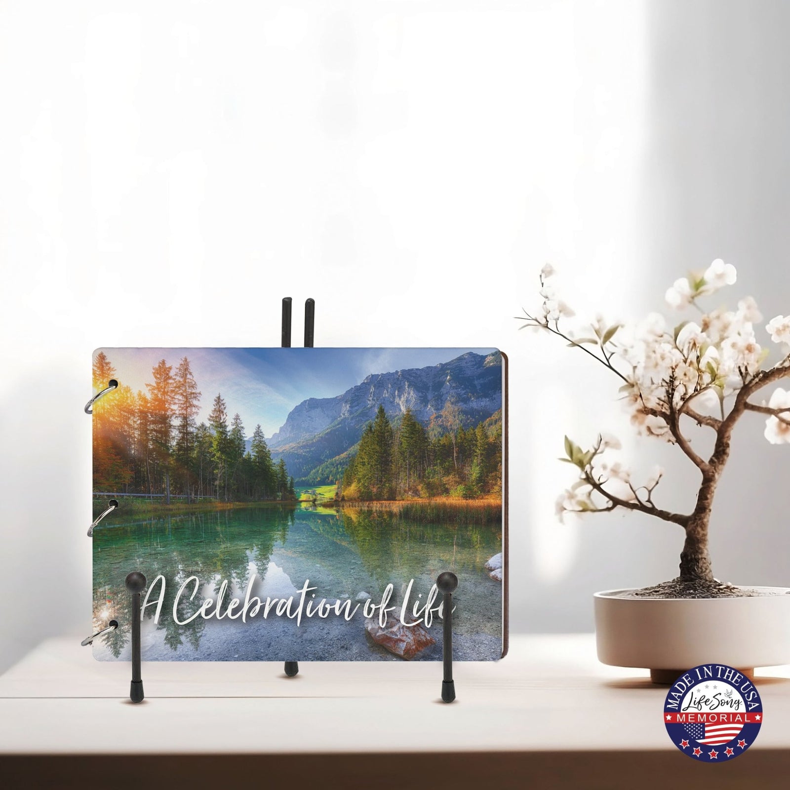 Celebration Of Life Funeral Guest Books For Memorial Services Registry With Wooden Cover - LifeSong Milestones