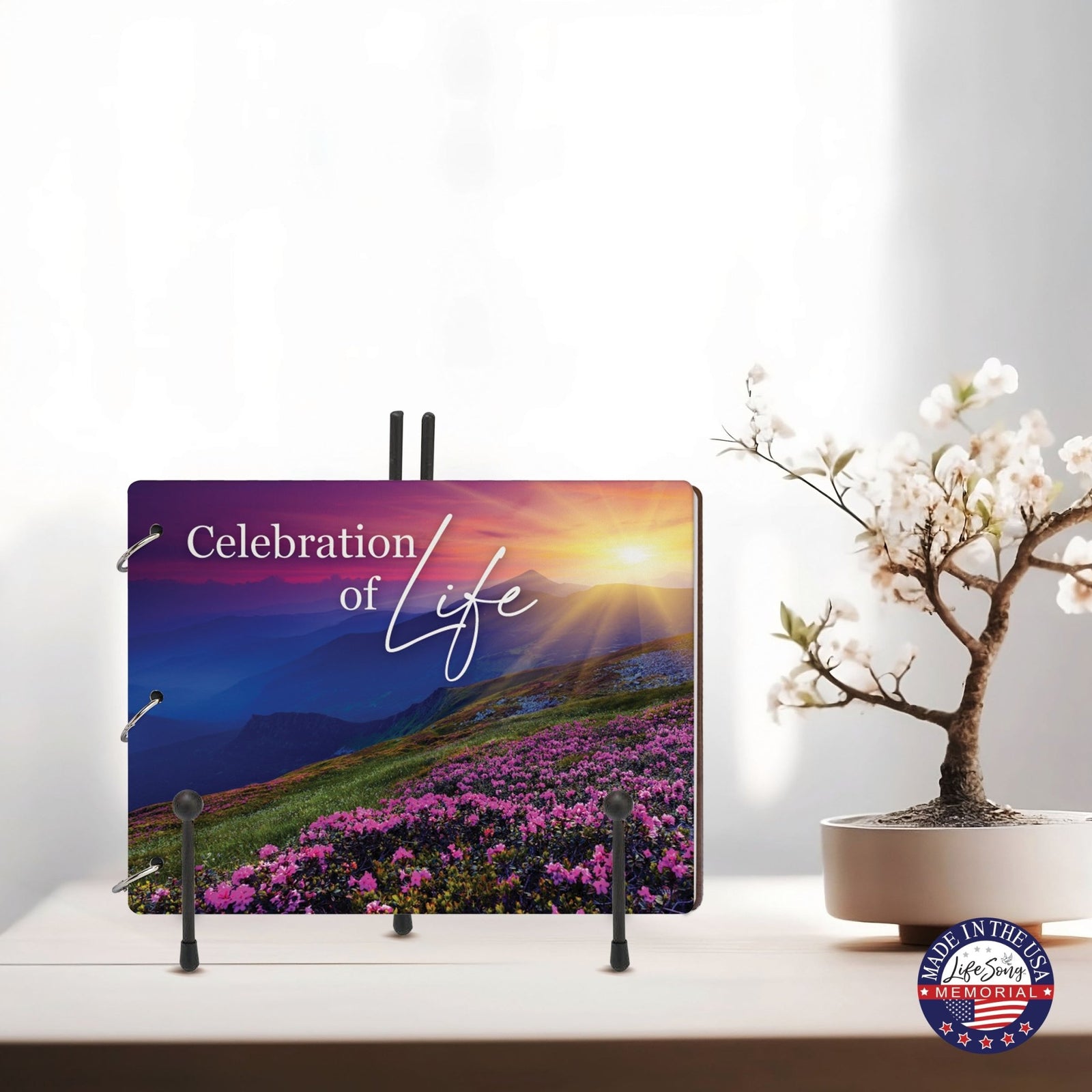 Celebration Of Life Funeral Guest Books For Memorial Services Registry With Wooden Cover - LifeSong Milestones