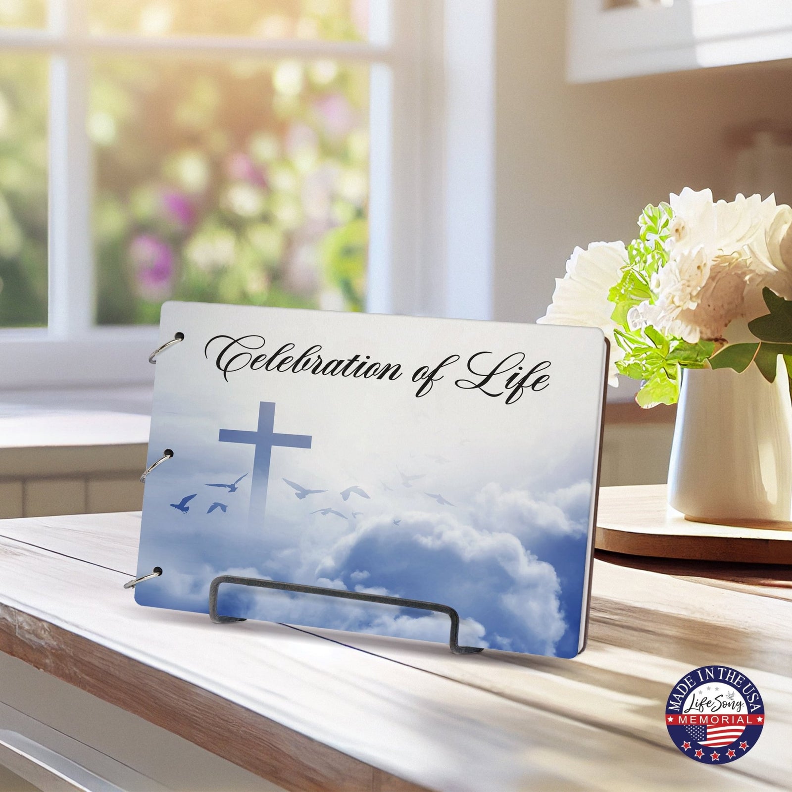 Celebration Of Life Funeral Guest Books For Memorial Services Registry With Wooden Cover - LifeSong Milestones