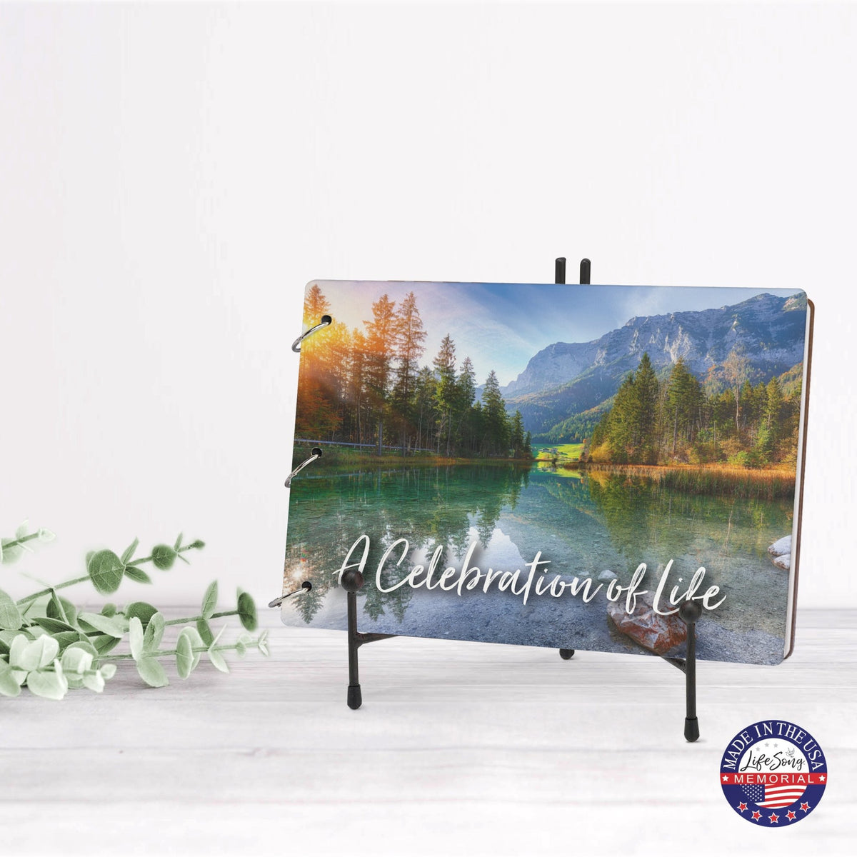 Celebration Of Life Funeral Guest Books For Memorial Services Registry With Wooden Cover - LifeSong Milestones