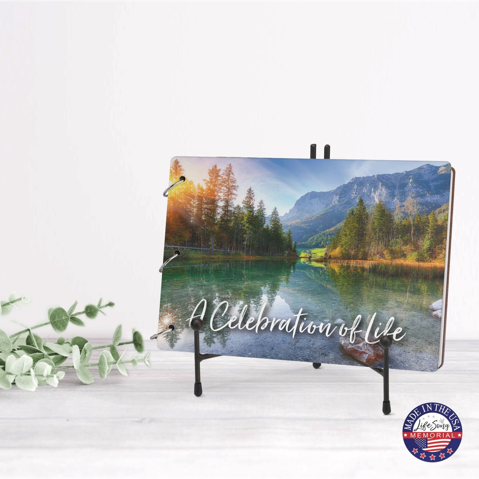 Celebration Of Life Funeral Guest Books For Memorial Services Registry With Wooden Cover - LifeSong Milestones