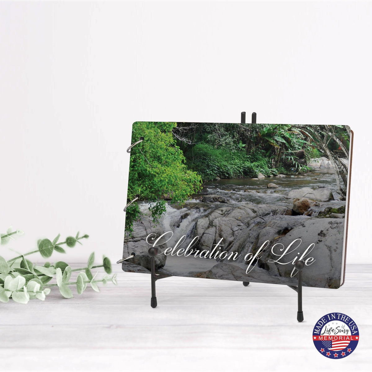 Celebration Of Life Funeral Guest Books For Memorial Services Registry With Wooden Cover - LifeSong Milestones