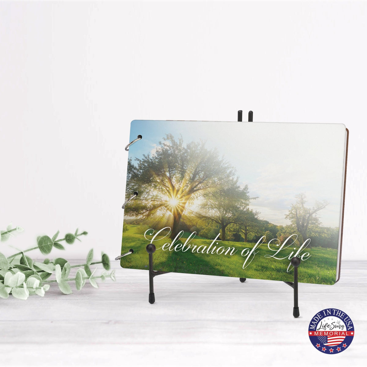 Celebration Of Life Funeral Guest Books For Memorial Services Registry With Wooden Cover - LifeSong Milestones