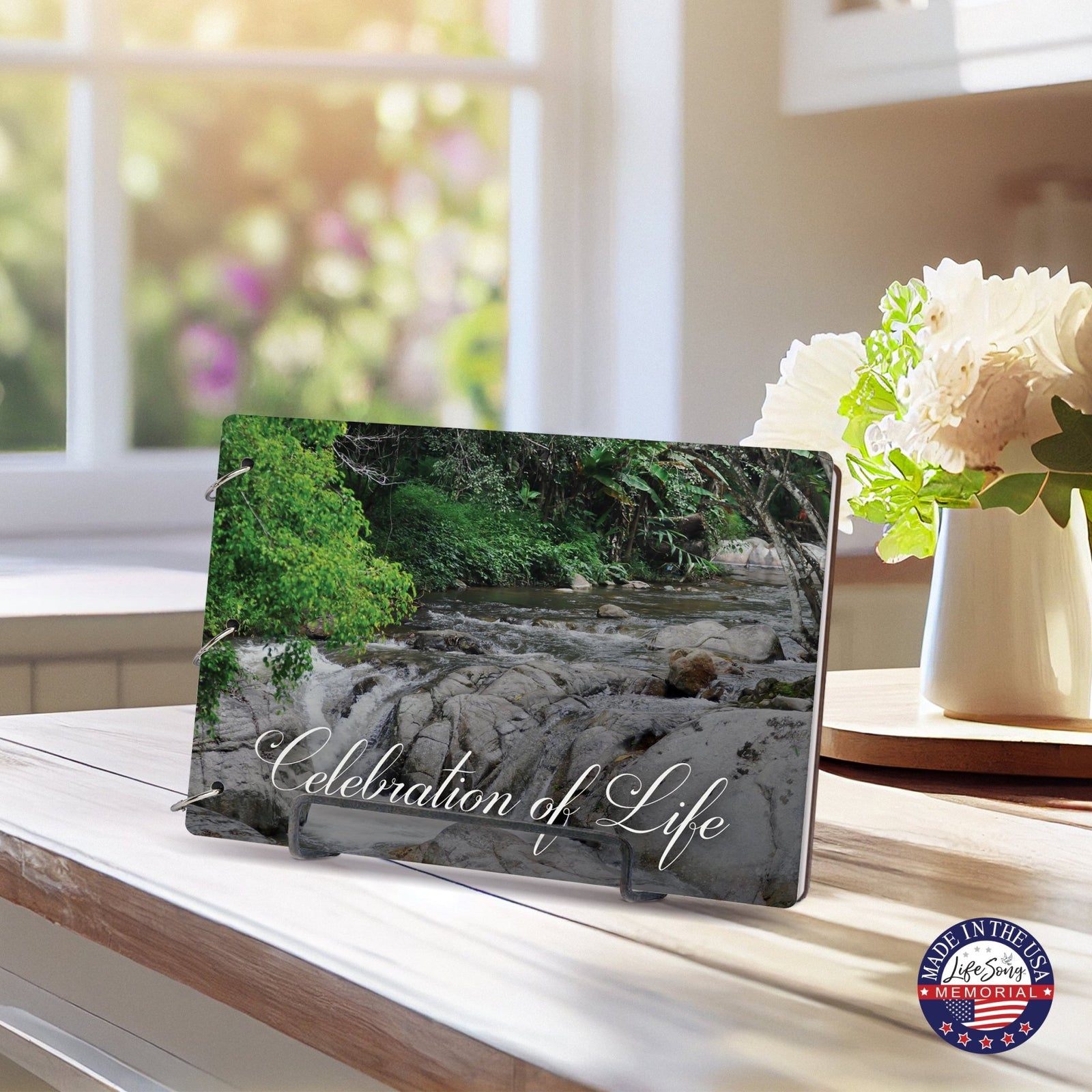 Celebration Of Life Funeral Guest Books For Memorial Services Registry With Wooden Cover - LifeSong Milestones