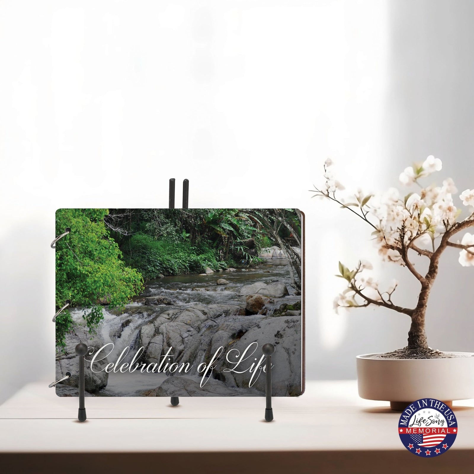 Celebration Of Life Funeral Guest Books For Memorial Services Registry With Wooden Cover - LifeSong Milestones