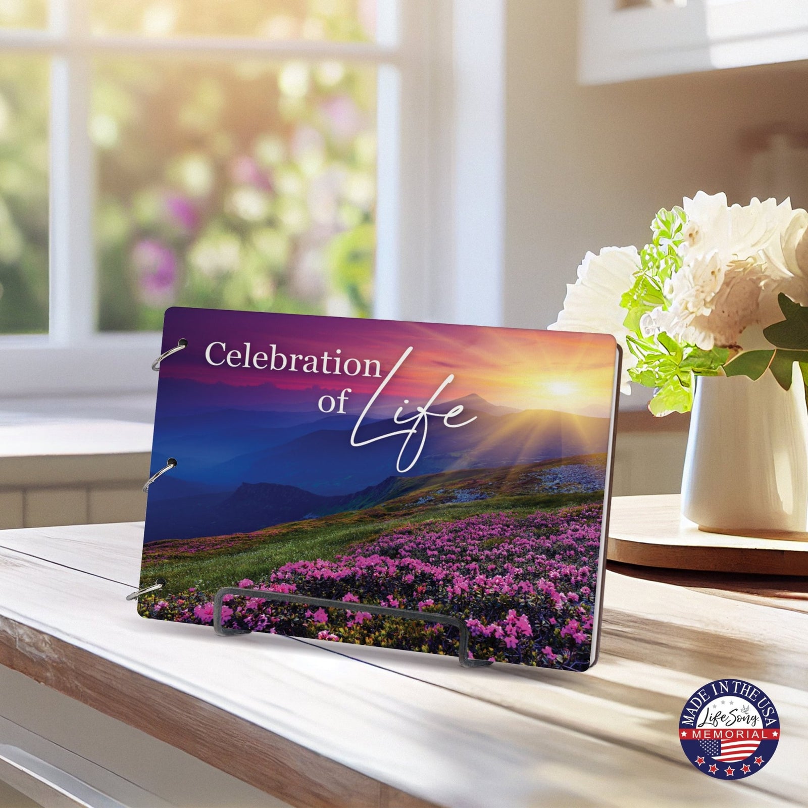 Celebration Of Life Funeral Guest Books For Memorial Services Registry With Wooden Cover - LifeSong Milestones