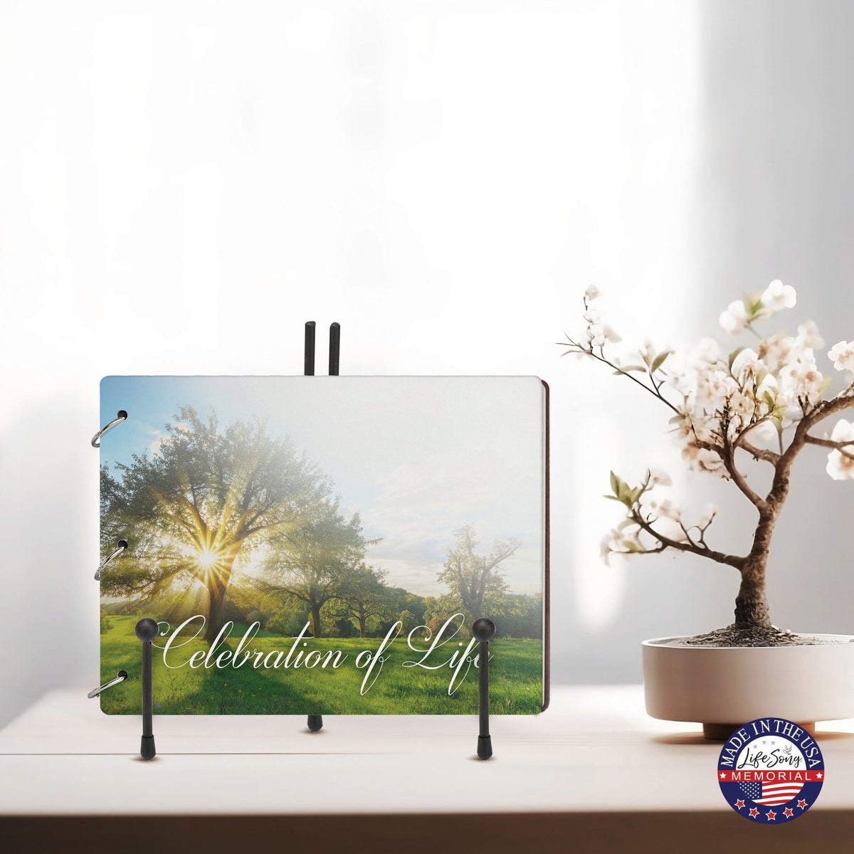 Celebration Of Life Funeral Guest Books For Memorial Services Registry With Wooden Cover - LifeSong Milestones