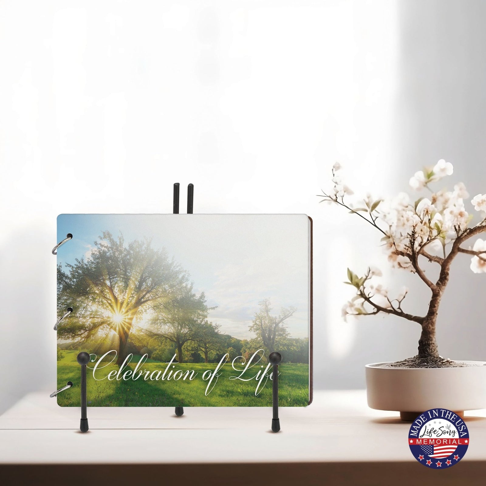 Celebration Of Life Funeral Guest Books For Memorial Services Registry With Wooden Cover - LifeSong Milestones