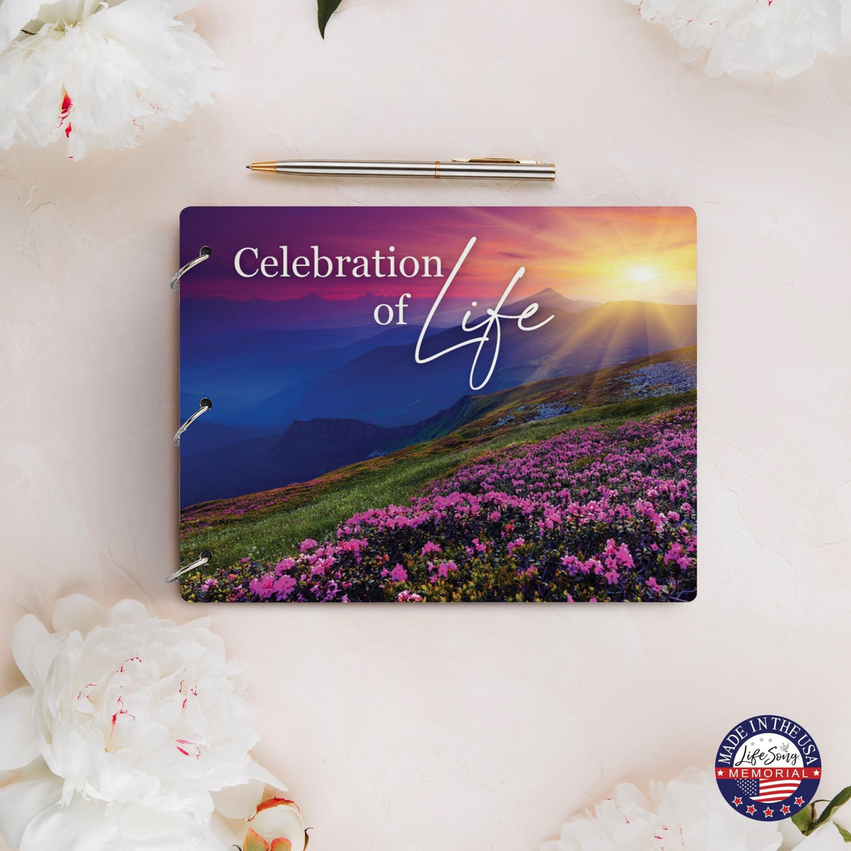 Celebration Of Life Funeral Guest Books For Memorial Services Registry With Wooden Cover - LifeSong Milestones