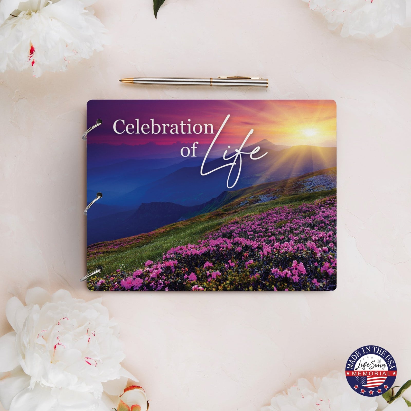 Celebration Of Life Funeral Guest Books For Memorial Services Registry With Wooden Cover - LifeSong Milestones