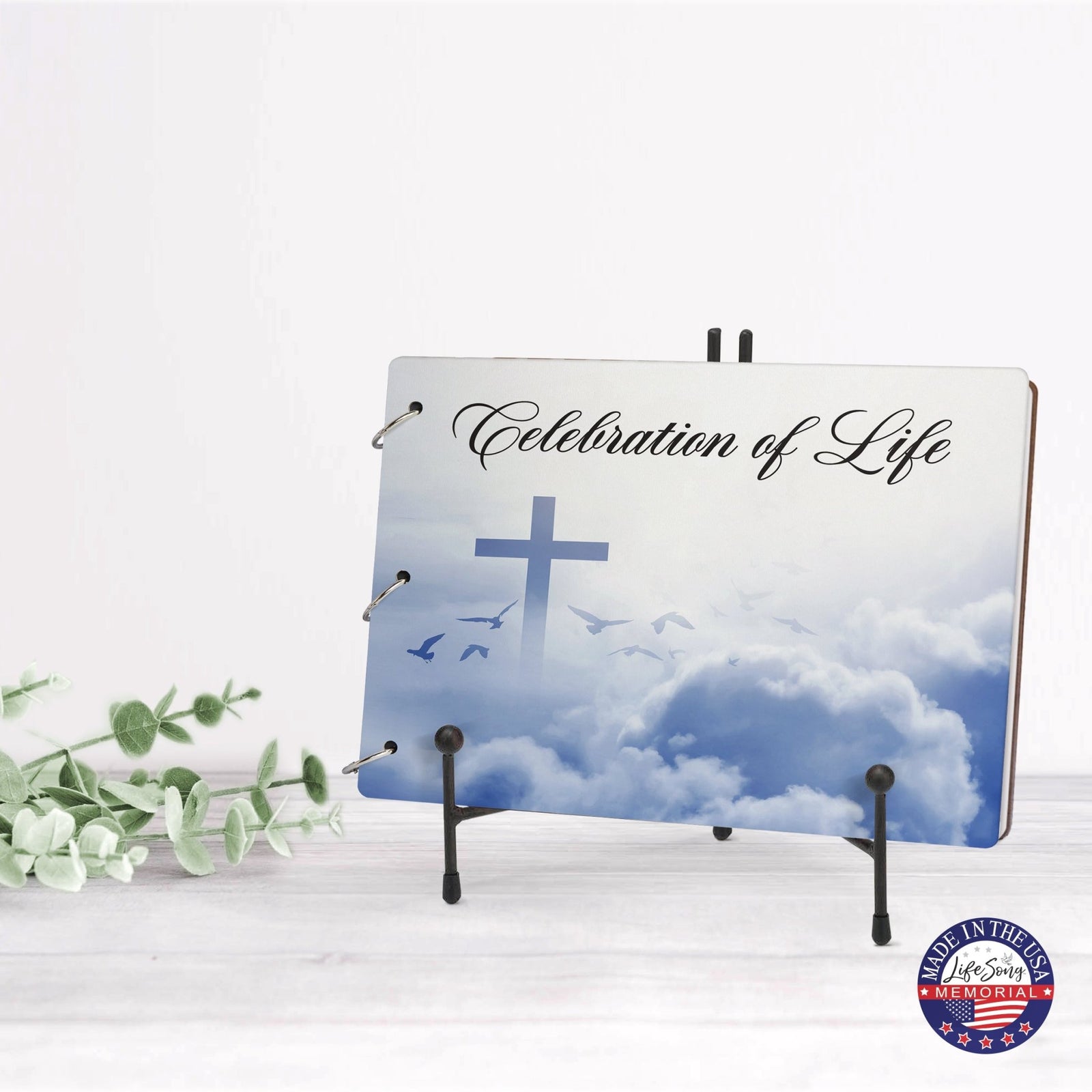Celebration Of Life Funeral Guest Books For Memorial Services Registry With Wooden Cover - LifeSong Milestones