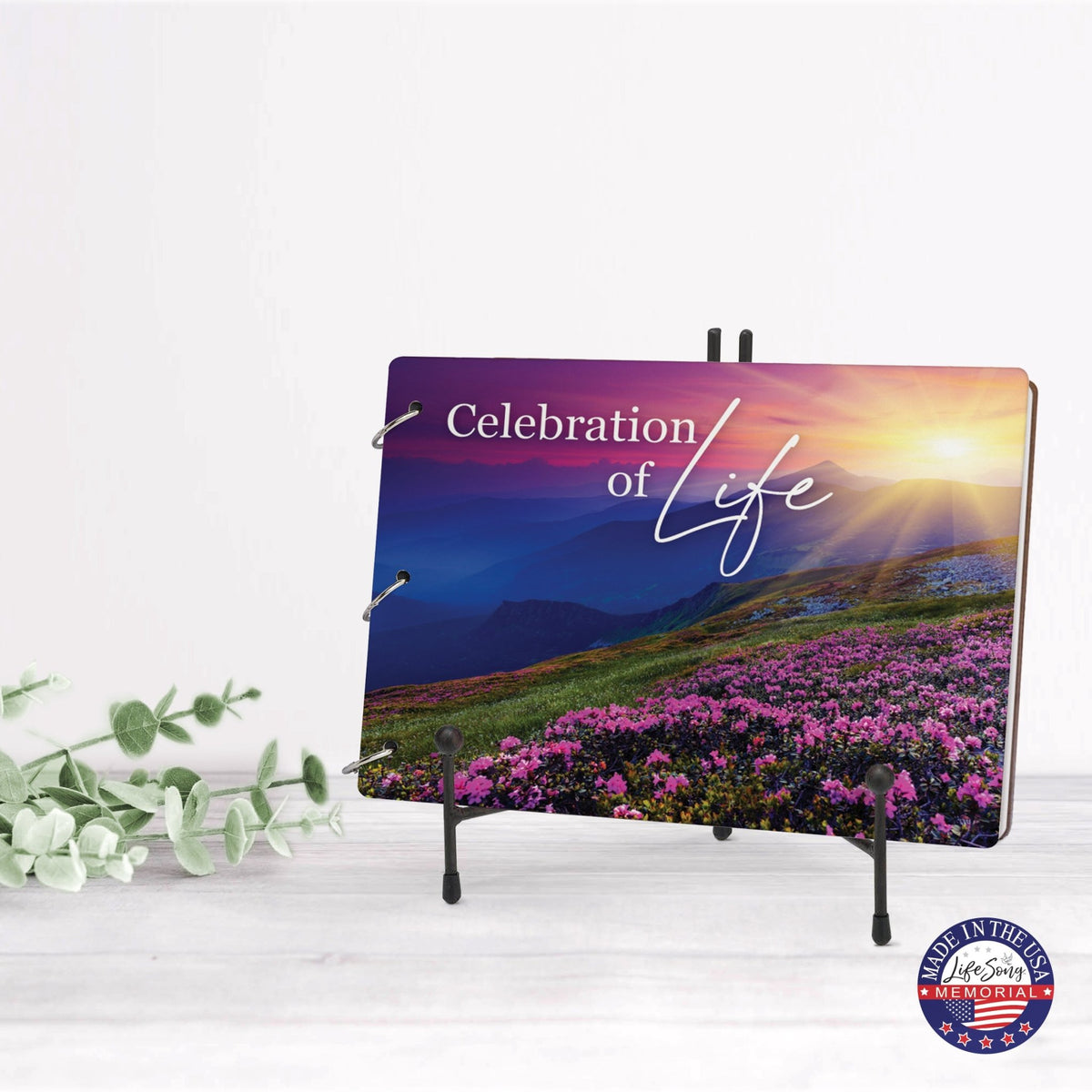 Celebration Of Life Funeral Guest Books For Memorial Services Registry With Wooden Cover - LifeSong Milestones