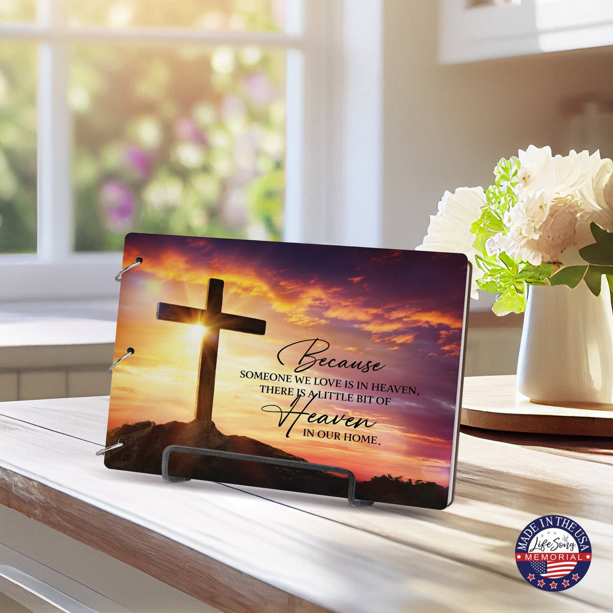 Celebration Of Life Funeral Guest Books For Memorial Services Registry With Wooden Cover - Because Someone We Love - LifeSong Milestones