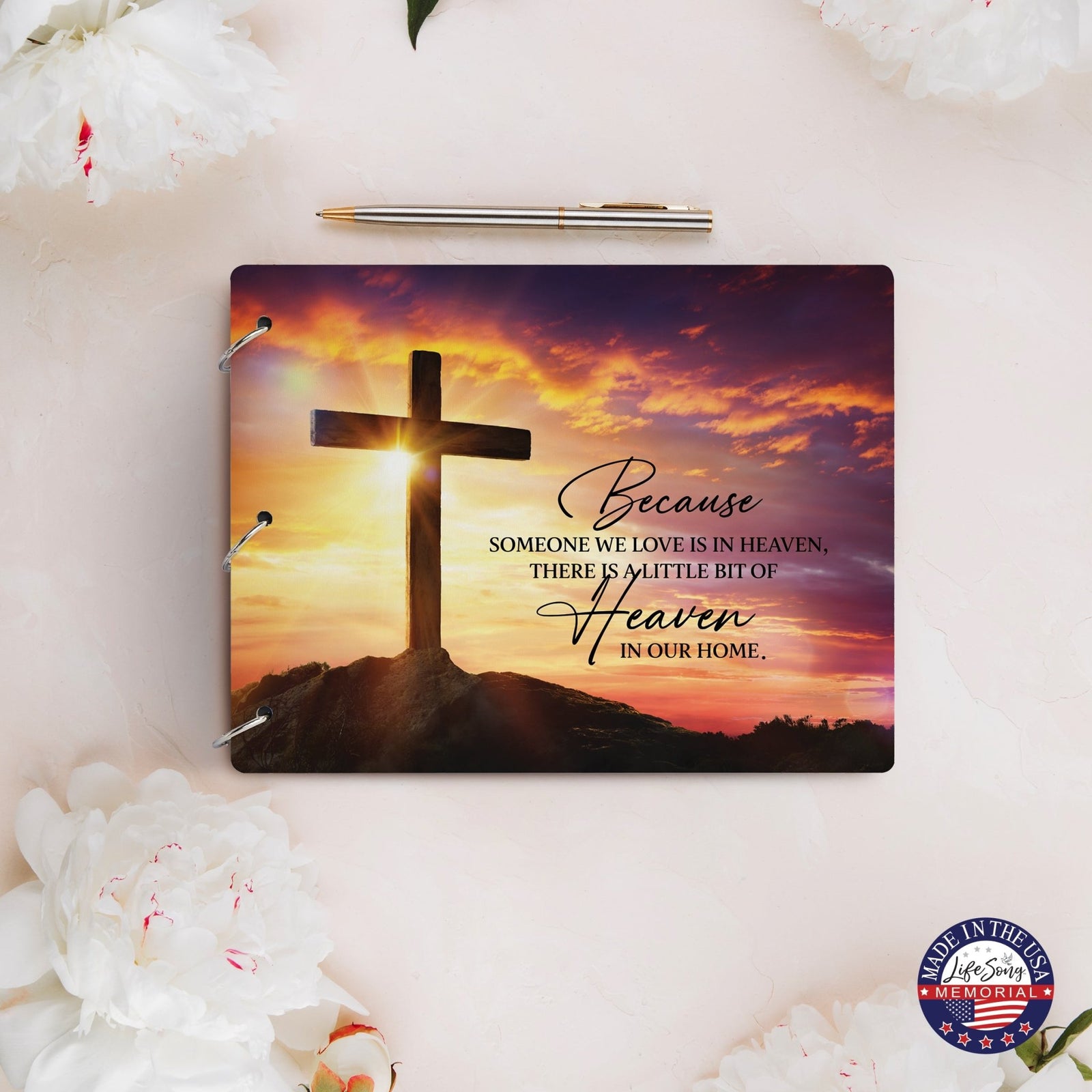 Celebration Of Life Funeral Guest Books For Memorial Services Registry With Wooden Cover - Because Someone We Love - LifeSong Milestones