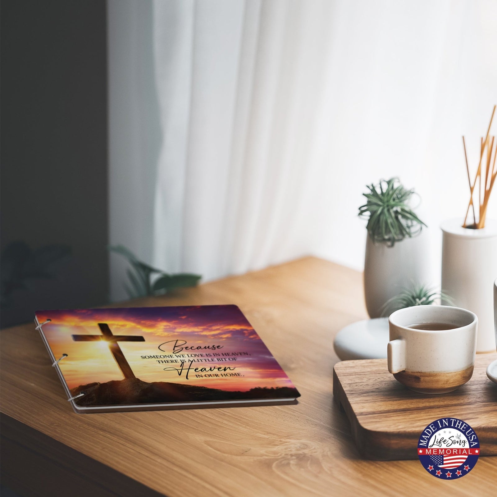 Celebration Of Life Funeral Guest Books For Memorial Services Registry With Wooden Cover - Because Someone We Love - LifeSong Milestones