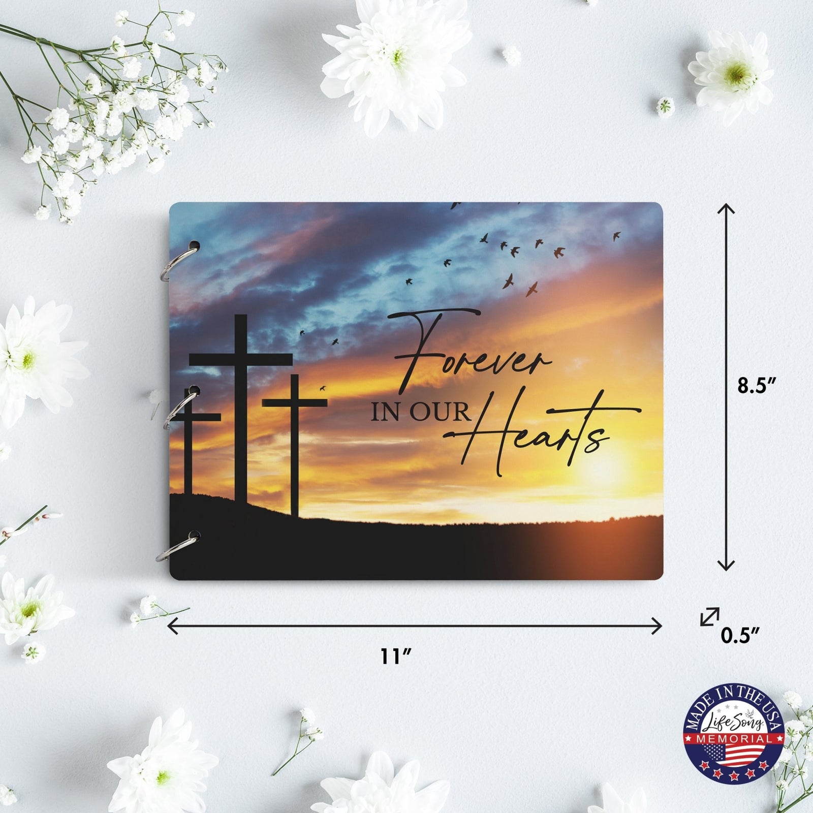 Celebration Of Life Funeral Guest Books For Memorial Services Registry With Wooden Cover - Forever In Our Hearts - LifeSong Milestones