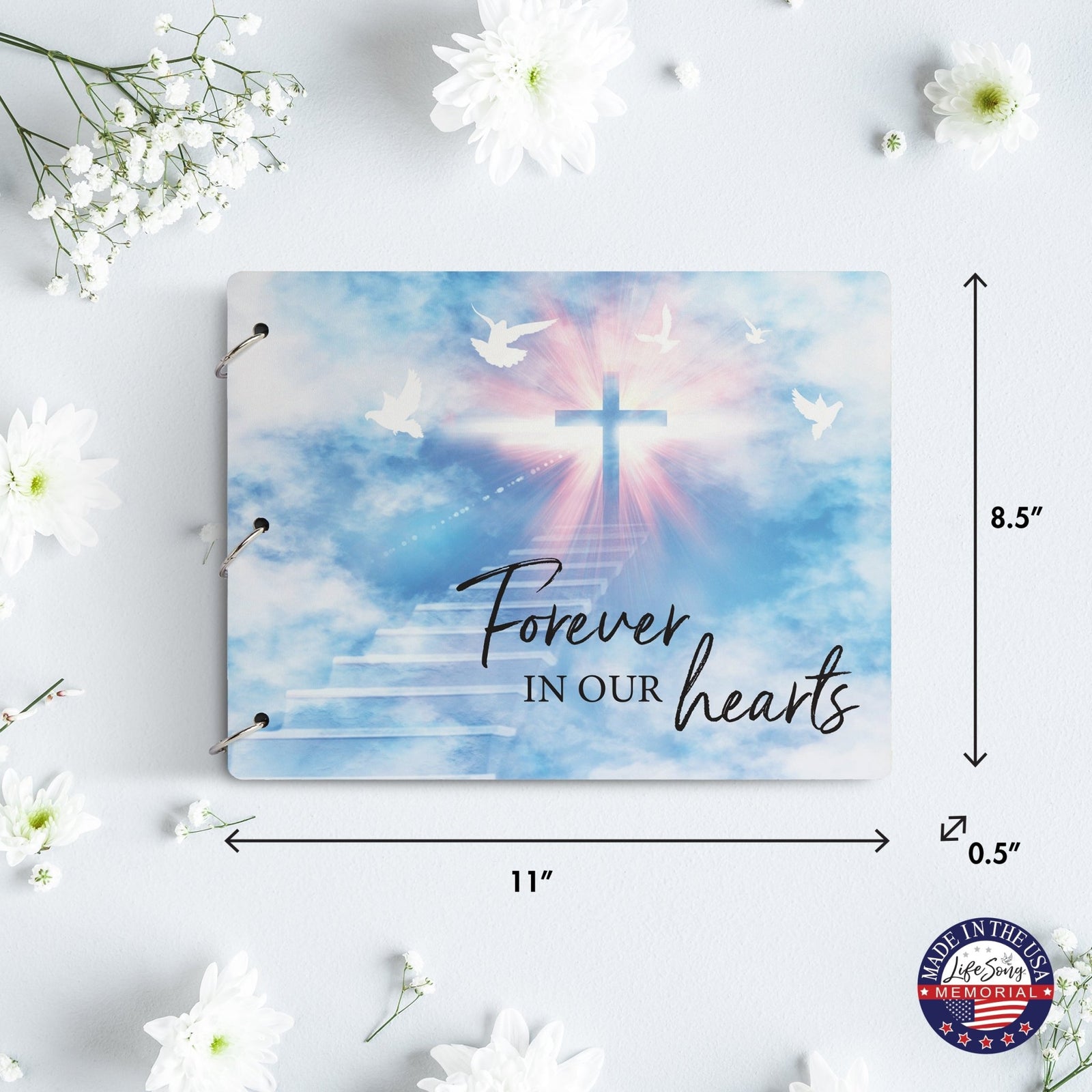 Celebration Of Life Funeral Guest Books For Memorial Services Registry With Wooden Cover - Forever In Our Hearts - LifeSong Milestones
